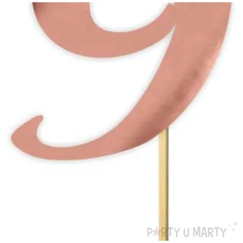 topper papierowy liczba 9 rose gold metalic 18 cm