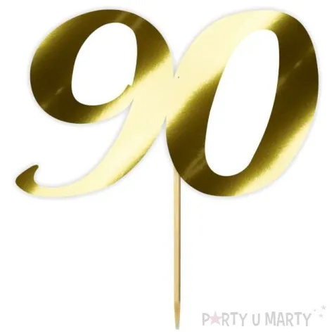 topper papierowy liczba 90 zloty metalic 18 cm