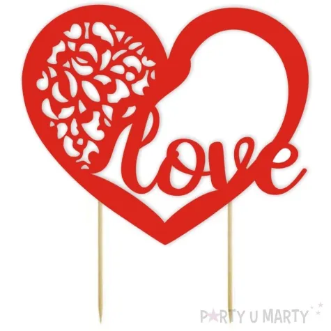 topper papierowy love w sercu 19 cm