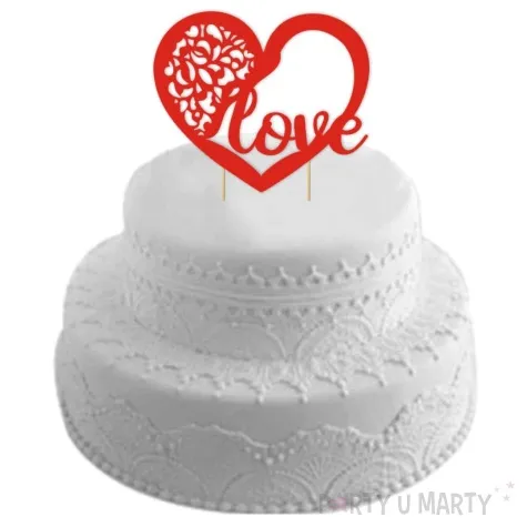topper papierowy love w sercu 19 cm