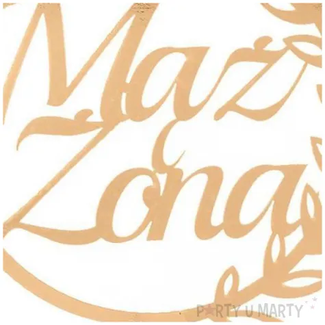 topper papierowy maz zona listki zloty partycollection 29 x 10 cm