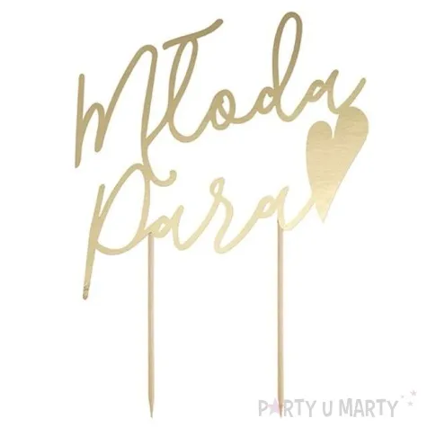 topper papierowy mloda para zlota partydeco 22 5 cm