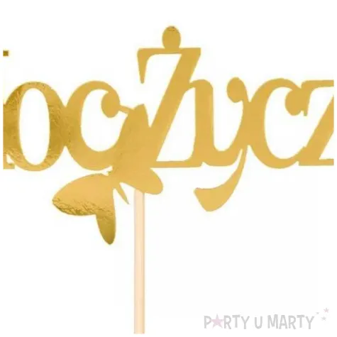 topper papierowy moc zyczen motyle zloty partycollection 20 x 16 cm