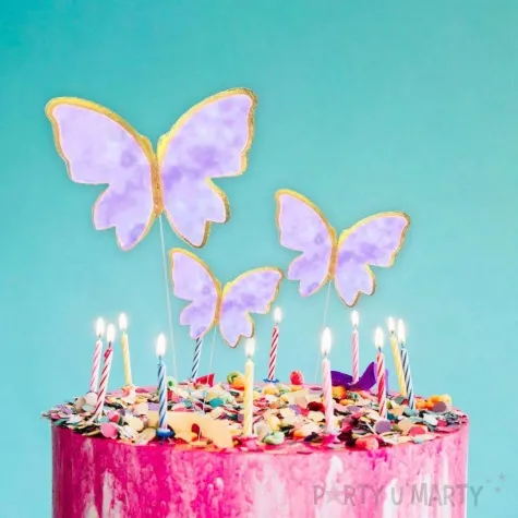 topper papierowy motylki fioletowo zloty 10 szt