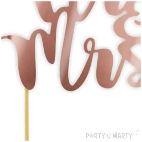 topper papierowy mr mrs rose gold metalic 12x20 cm