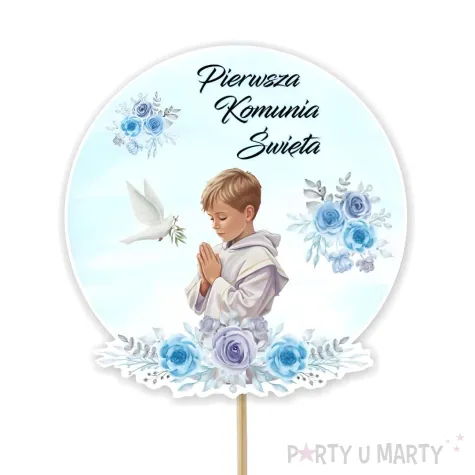 topper papierowy na tort chlopiec w albie dekoracja na komunie swieta 20 x 10 cm