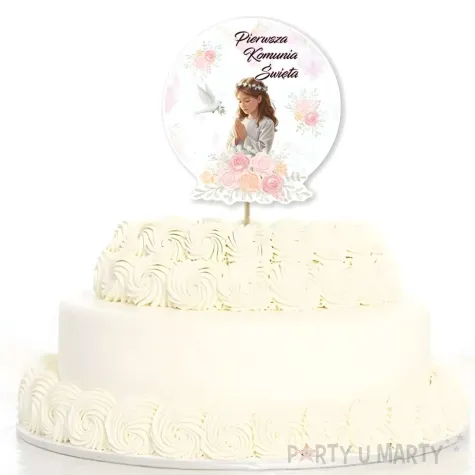 topper papierowy na tort dziewczynka w albie dekoracja na komunie swieta 20 x 10 cm