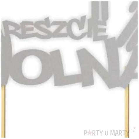 topper papierowy nareszcie wolna srebrny 15 x 19 5 cm