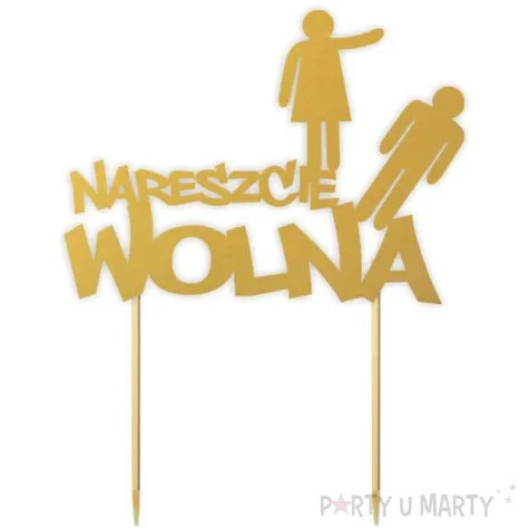 topper papierowy nareszcie wolna zloty 15 x 19 5 cm