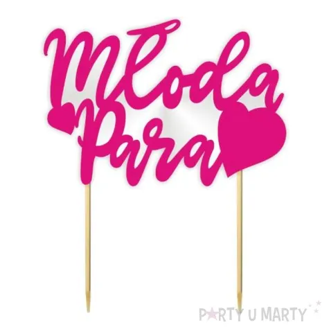 topper papierowy para mloda serce fuksja 14 x 16 cm