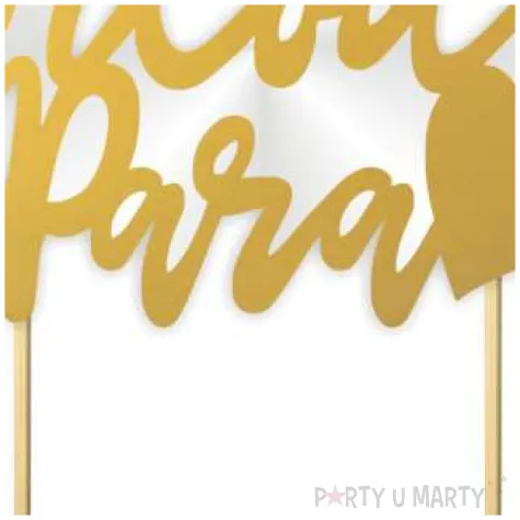 topper papierowy para mloda serce zloty 14 x 16 cm