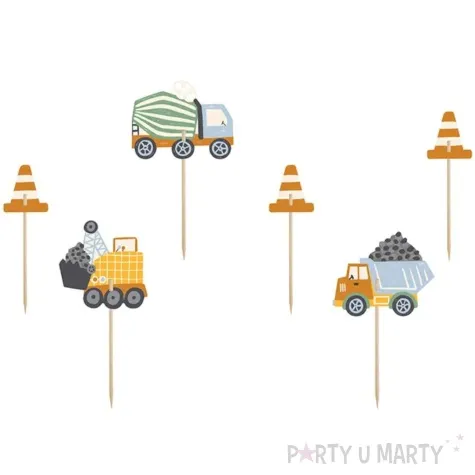 topper papierowy pojazdy budowlane partydeco 6szt diy