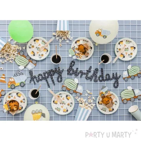 topper papierowy pojazdy budowlane partydeco 6szt diy