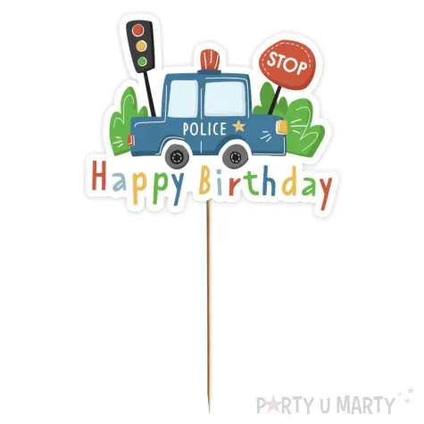 topper papierowy police happy birthday godan 22 cm