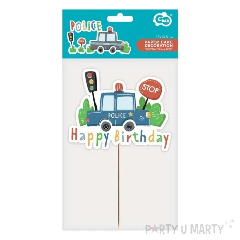 topper papierowy police happy birthday godan 22 cm