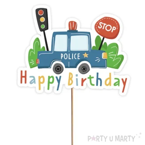 topper papierowy police happy birthday godan 22 cm