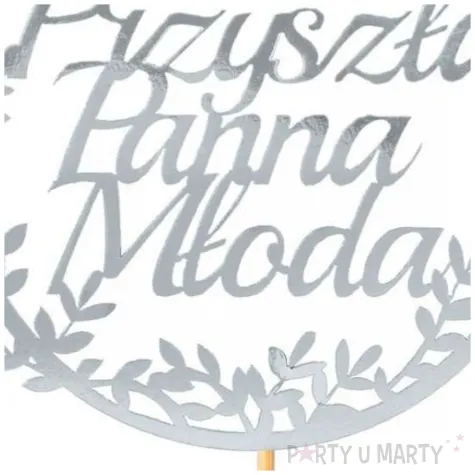 topper papierowy przyszla panna mloda listki srebrny partycollection 10 x 28 cm
