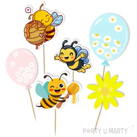 topper papierowy pszczolki prymulki 6 szt