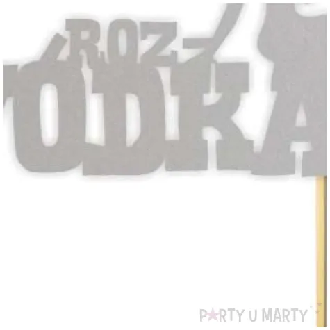 topper papierowy roz wodka srebrny 16 x 18 cm