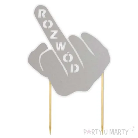 topper papierowy rozwod fuck you srebrny 12 x 18 5 cm