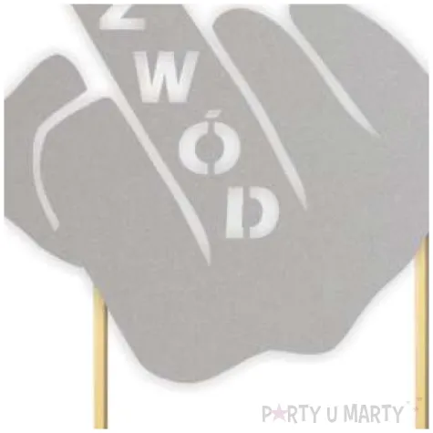 topper papierowy rozwod fuck you srebrny 12 x 18 5 cm