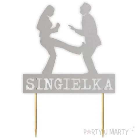 topper papierowy singielka srebrny 13 x 19 5 cm