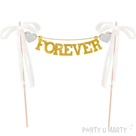 topper papierowy slub forever zloty partypal 19 cm