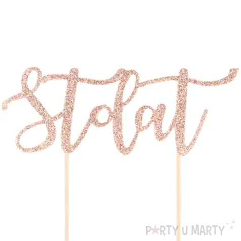 topper papierowy sto lat rozowe zloto brokat partypal 13 5 cm