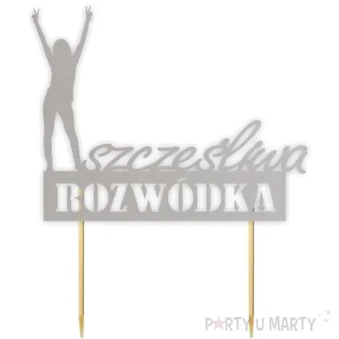 topper papierowy szczesliwa rozwodka srebrny 16 x 19 5 cm