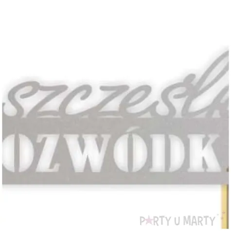 topper papierowy szczesliwa rozwodka srebrny 16 x 19 5 cm