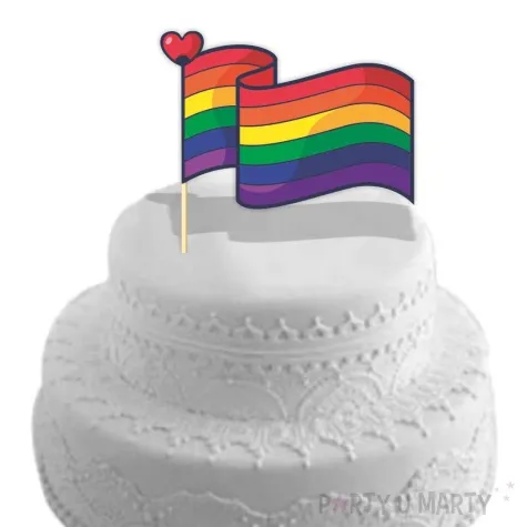 topper papierowy teczowa flaga 20 cm