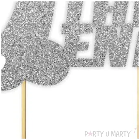 topper papierowy the end penisek i serce srebrny brokat 14 x 17 5 cm