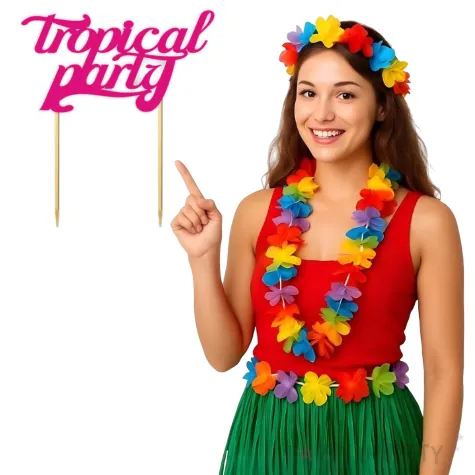 topper papierowy tropical party fuksja 14 x 16 cm