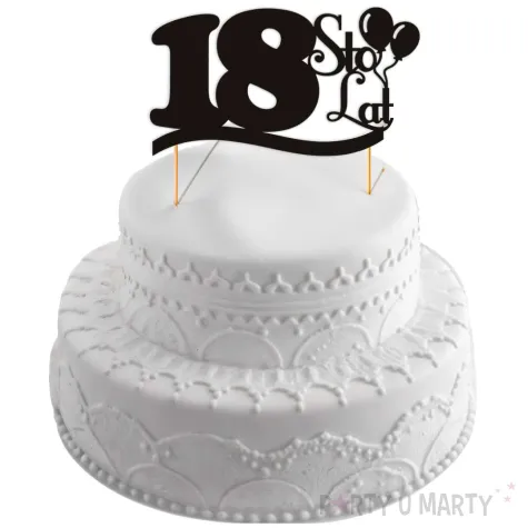 topper papierowy urodziny 18 czarna 17 cm