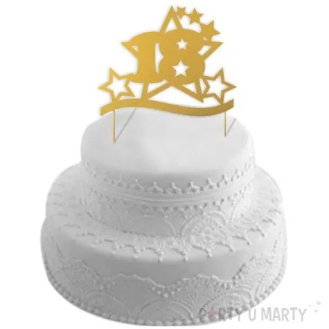 topper papierowy urodziny 18 stars zlota 17 cm