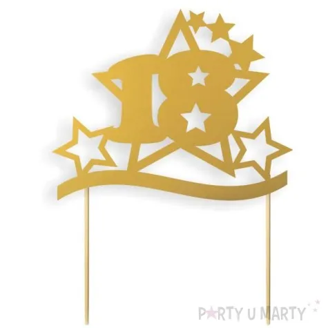 topper papierowy urodziny 18 stars zlota 17 cm