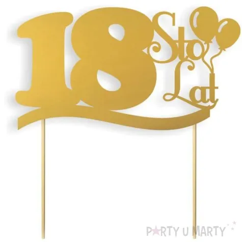 topper papierowy urodziny 18 zlota 17 cm