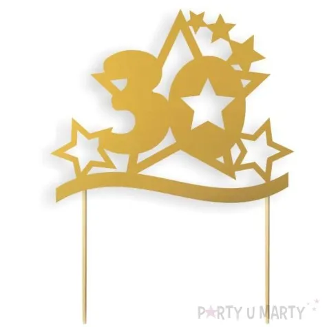 topper papierowy urodziny 30 stars zloty 17 cm