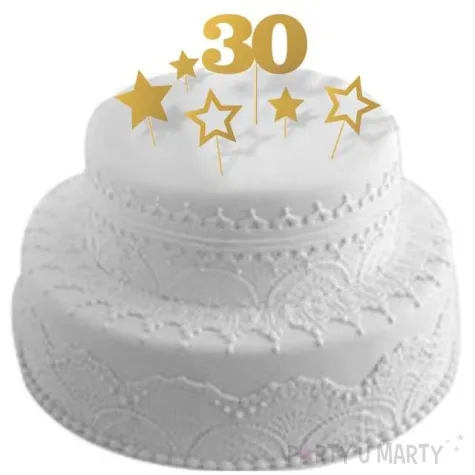 topper papierowy urodziny 30 zestaw zlota 6 szt