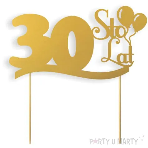 topper papierowy urodziny 30 zlota 17 cm