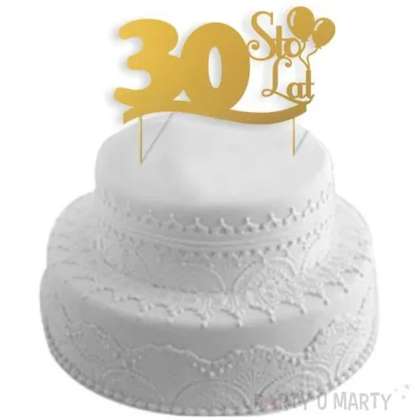 topper papierowy urodziny 30 zlota 17 cm