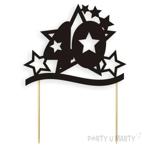 topper papierowy urodziny 40 stars czarna 17 cm