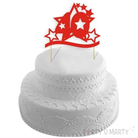 topper papierowy urodziny 40 stars czerwona 17 cm