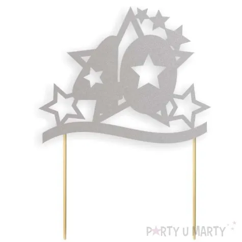 topper papierowy urodziny 40 stars srebrna 17 cm