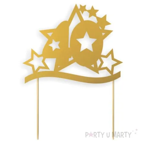 topper papierowy urodziny 40 stars zlota 17 cm