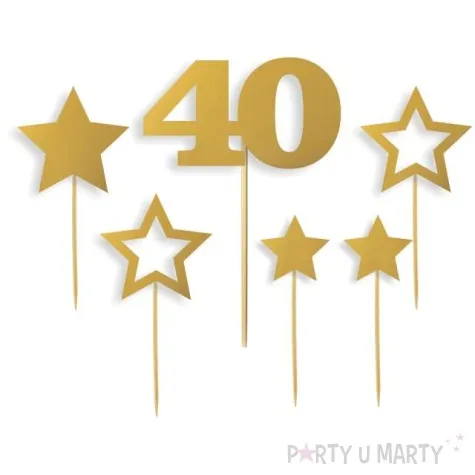 topper papierowy urodziny 40 zestaw zlota 6 szt
