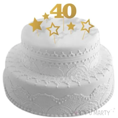 topper papierowy urodziny 40 zestaw zlota 6 szt