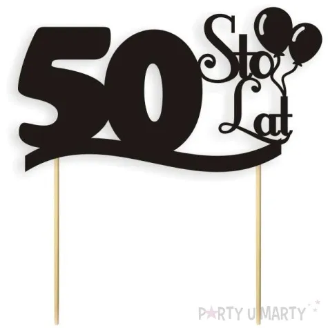topper papierowy urodziny 50 czarna 17 cm