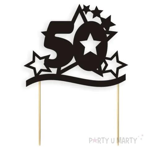 topper papierowy urodziny 50 stars czarna 17 cm