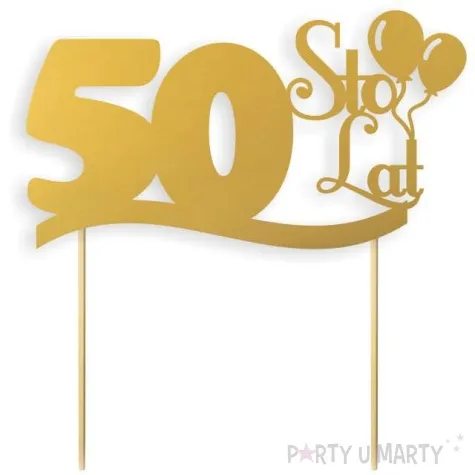 topper papierowy urodziny 50 zlota 17 cm